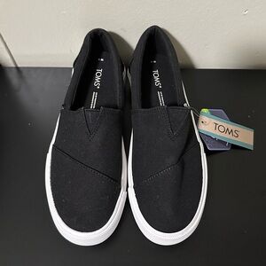 TOMS Alpargata Fenix Black Canvas Platform Slip On Sneakers size 6 NEW WITH TAGS